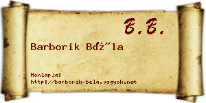 Barborik Béla névjegykártya